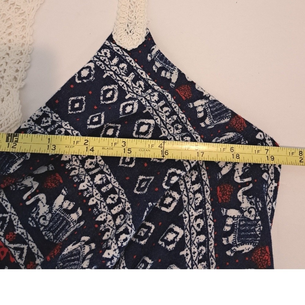 No Boundaries Womens XXL Boho Elephant Print Crochet Lace Racerback Mini Dress - Picture 6 of 11